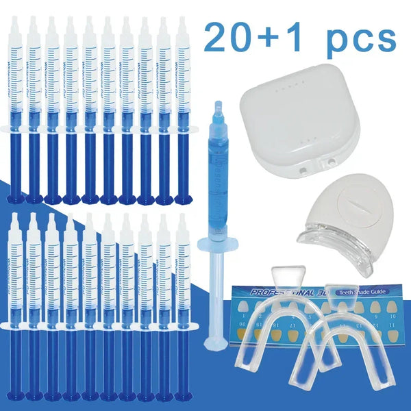 Home Use Teeth Whitening Kit with led light Care Oral Hygiene Tooth Whitener Bleaching White Carbamide Peroxide BULK toothbrush